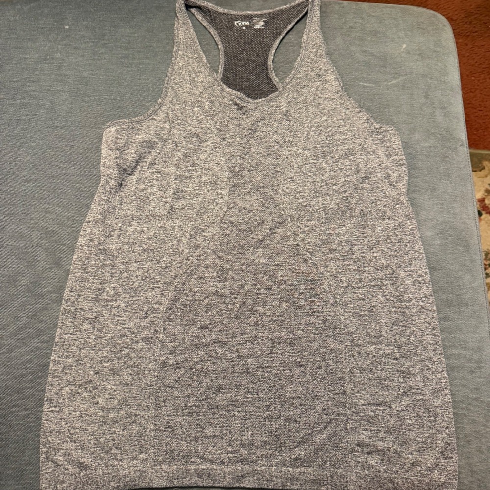Zyia Active Gray Copper Charged Seamless Racerback Tank Top XL Space Dye Heather